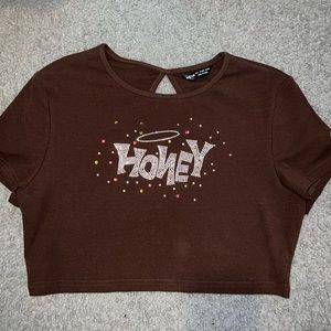 Brown baby tee crop top